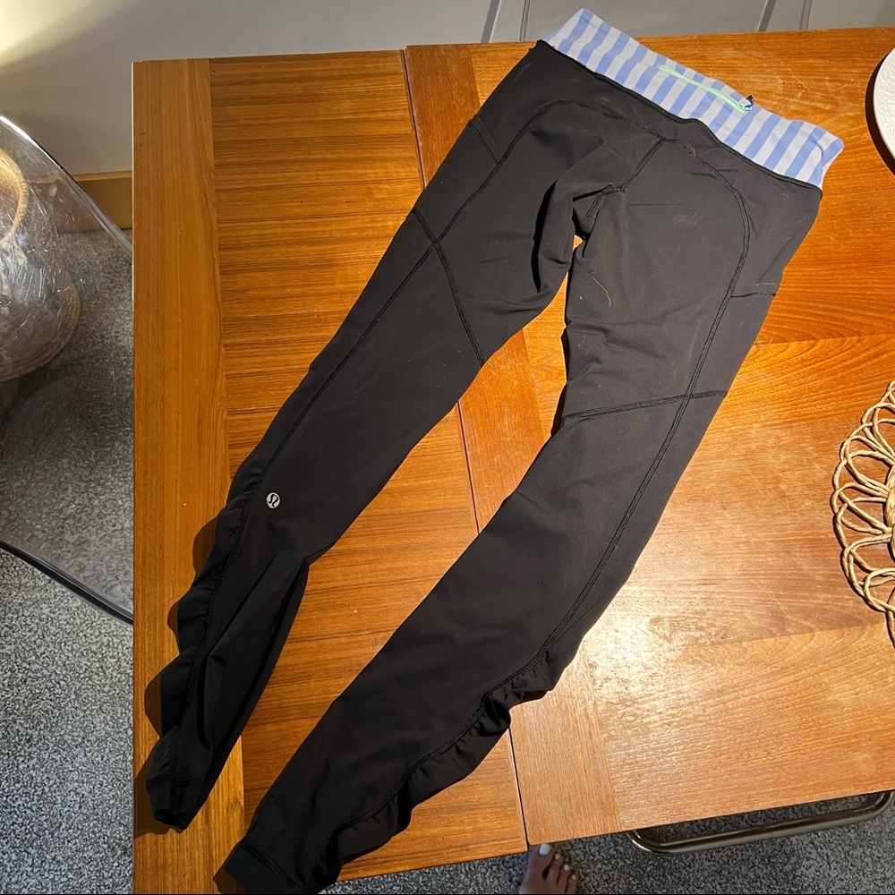 Lululemon black leggings ruched full length athletic workout pants size 6